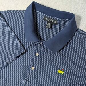 Augusta National Polo Shirt Mens XXL Navy Blue Striped Masters Supima Cotton